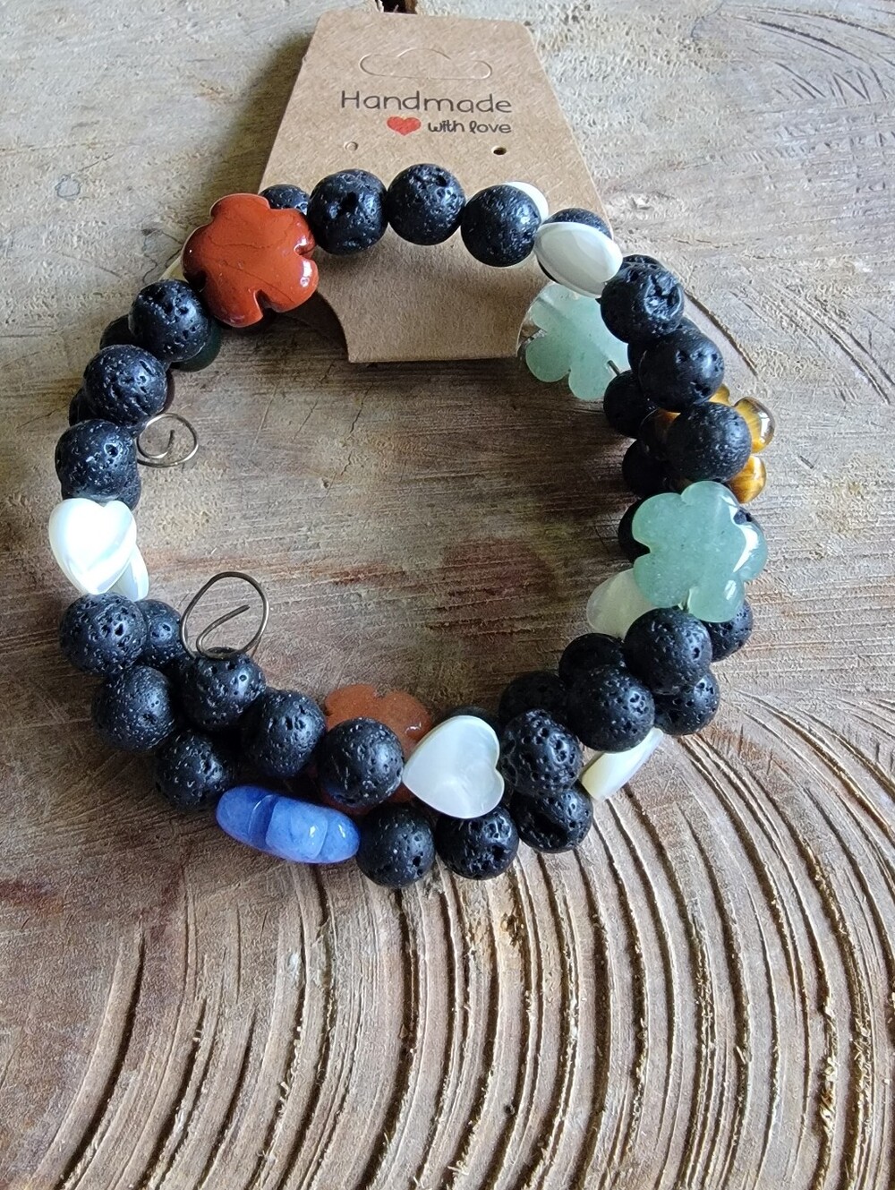 Handcrafted  Multi-stone Wire Wrap Bracelet
